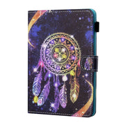 For 10 inch Tablet PC Universal Sewing Thread Horizontal Painted Flat Leather Case with Pen Cover & Anti Skid Strip & Card Slot & Holder(Starry Sky Wind Chimes)