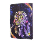 For 10 inch Tablet PC Universal Sewing Thread Horizontal Painted Flat Leather Case with Pen Cover & Anti Skid Strip & Card Slot & Holder(Starry Sky Wind Chimes)