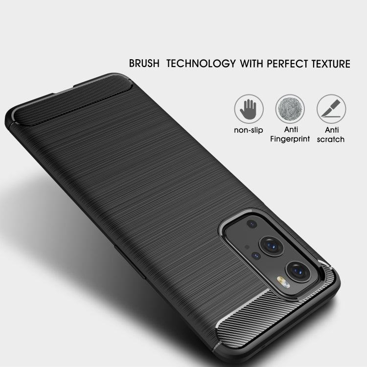 For OnePlus 9 Pro Brushed Texture Carbon Fiber TPU Case(Black) - OnePlus Cases by PMC TechLife | Online Shopping South Africa | PMC TechLife | Buy Now Pay Later Mobicred