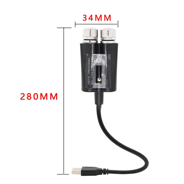 Car Two-color USB Star Dome Light Atmosphere Laser Projection Decorative Light, Voice Control Version(Red Green)