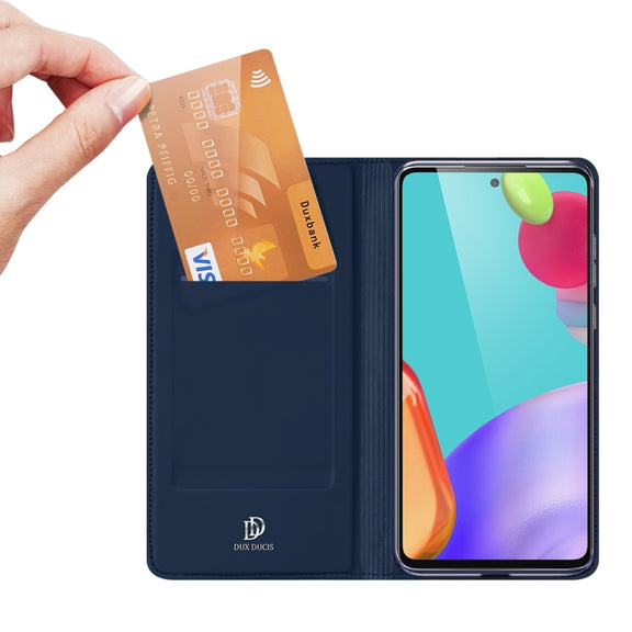 For Samsung Galaxy A52s / A52 5G / 4G DUX DUCIS Skin Pro Series Horizontal Flip PU + TPU Leather Case, with Holder & Card Slots(Blue)