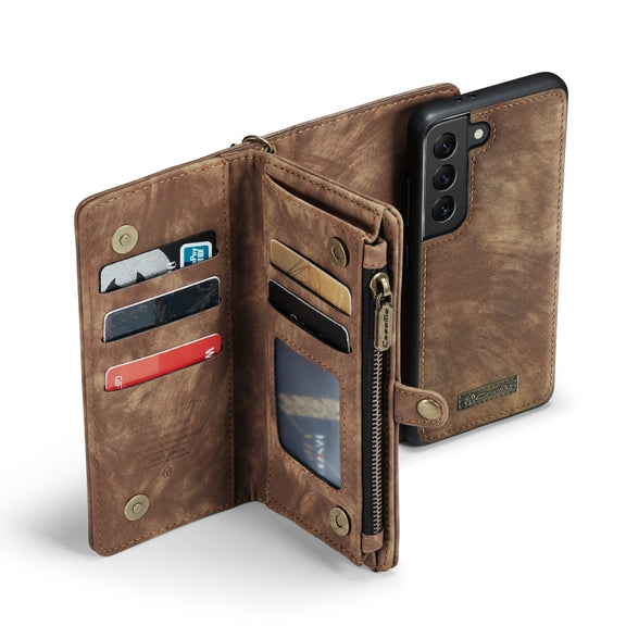 For Samsung Galaxy S21 5G CaseMe-008 Detachable Multifunctional Flip Leather Phone Case(Brown)
