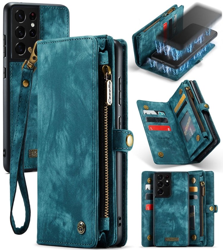 For Samsung Galaxy S21 Ultra 5G CaseMe Detachable Multifunctional Horizontal Flip Leather Case, with Card Slot & Holder & Zipper Wallet & Photo Frame(Green) - free shipping - PMC Jewellery - Order now!
