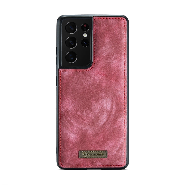 For Samsung Galaxy S21 Ultra 5G CaseMe Detachable Multifunctional Horizontal Flip Leather Case, with Card Slot & Holder & Zipper Wallet & Photo Frame(Red)