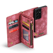 For Samsung Galaxy S21 Ultra 5G CaseMe Detachable Multifunctional Horizontal Flip Leather Case, with Card Slot & Holder & Zipper Wallet & Photo Frame(Red)