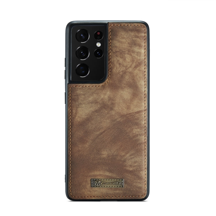 For Samsung Galaxy S21 Ultra 5G CaseMe Detachable Multifunctional Horizontal Flip Leather Case, with Card Slot & Holder & Zipper Wallet & Photo Frame(Brown)