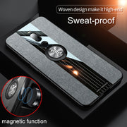 For Meizu Note 8 XINLI Stitching Cloth Texture Shockproof TPU Protective Case with Ring Holder(Grey)