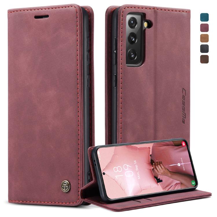 For Samsung Galaxy S21 5G CaseMe 013 Multifunctional Horizontal Flip Leather Case with Holder & Card Slot & Wallet(Wine Red) - free shipping - PMC TechLife - Order now!