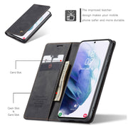 For Samsung Galaxy S21+ 5G CaseMe 013 Multifunctional Horizontal Flip Leather Case with Holder & Card Slot & Wallet(Black)