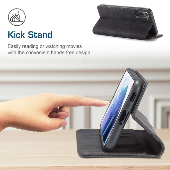 For Samsung Galaxy S21+ 5G CaseMe 013 Multifunctional Horizontal Flip Leather Case with Holder & Card Slot & Wallet(Black)
