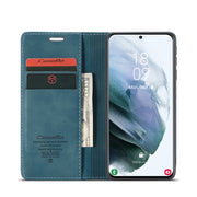 For Samsung Galaxy S21+ 5G CaseMe 013 Multifunctional Horizontal Flip Leather Case with Holder & Card Slot & Wallet(Blue)