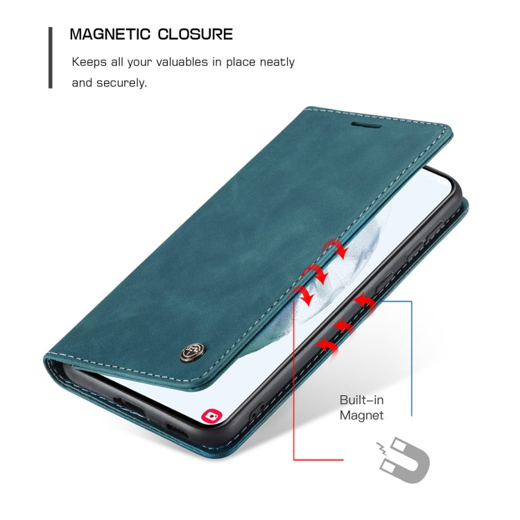 For Samsung Galaxy S21+ 5G CaseMe 013 Multifunctional Horizontal Flip Leather Case with Holder & Card Slot & Wallet(Blue)