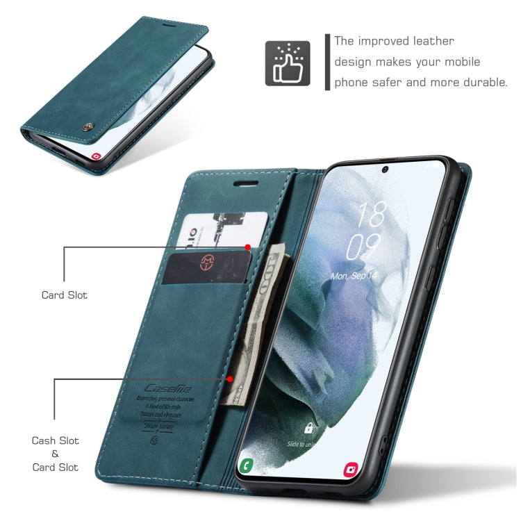 For Samsung Galaxy S21+ 5G CaseMe 013 Multifunctional Horizontal Flip Leather Case with Holder & Card Slot & Wallet(Blue)
