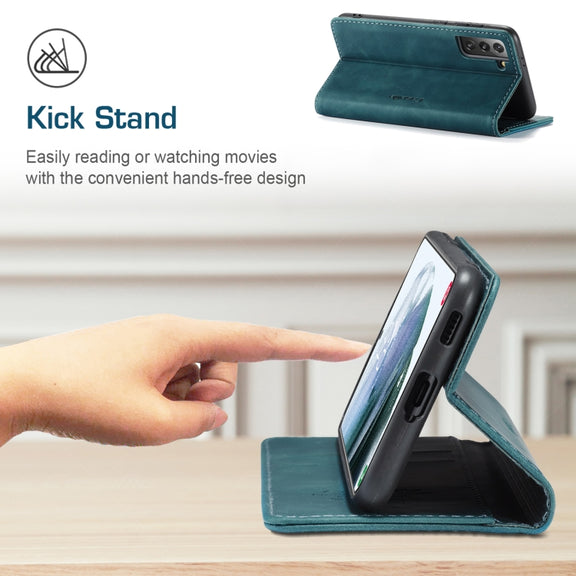 For Samsung Galaxy S21+ 5G CaseMe 013 Multifunctional Horizontal Flip Leather Case with Holder & Card Slot & Wallet(Blue)