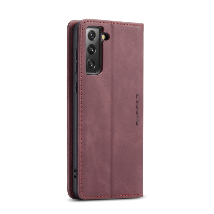 For Samsung Galaxy S21+ 5G CaseMe 013 Multifunctional Horizontal Flip Leather Case with Holder & Card Slot & Wallet(Wine Red)