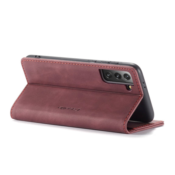 For Samsung Galaxy S21+ 5G CaseMe 013 Multifunctional Horizontal Flip Leather Case with Holder & Card Slot & Wallet(Wine Red)
