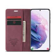For Samsung Galaxy S21+ 5G CaseMe 013 Multifunctional Horizontal Flip Leather Case with Holder & Card Slot & Wallet(Wine Red)