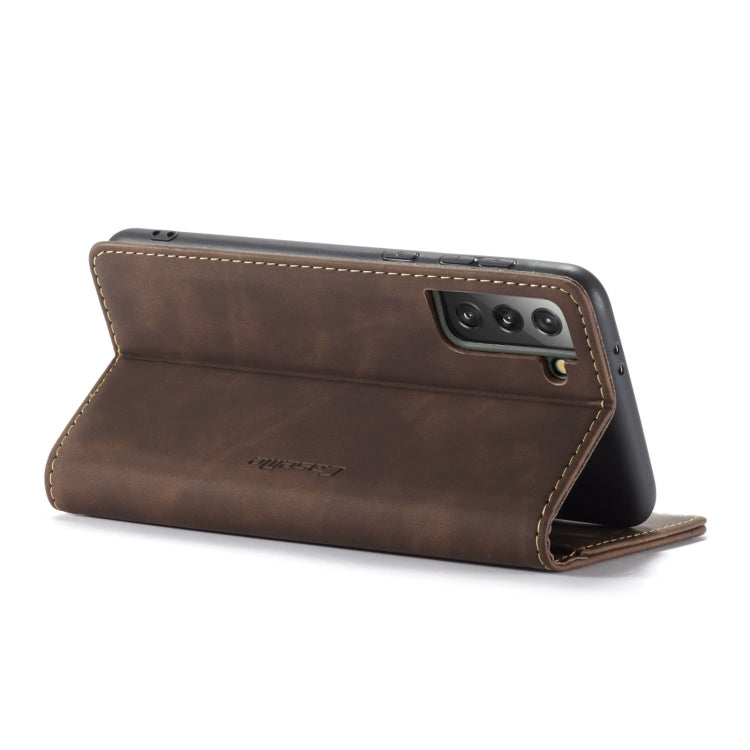 For Samsung Galaxy S21+ 5G CaseMe 013 Multifunctional Horizontal Flip Leather Case with Holder & Card Slot & Wallet(Coffee)
