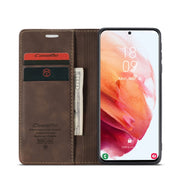For Samsung Galaxy S21+ 5G CaseMe 013 Multifunctional Horizontal Flip Leather Case with Holder & Card Slot & Wallet(Coffee)