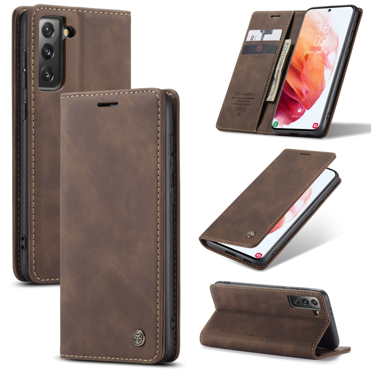 For Samsung Galaxy S21+ 5G CaseMe 013 Multifunctional Horizontal Flip Leather Case with Holder & Card Slot & Wallet(Coffee) - free shipping - PMC Jewellery - Order now!