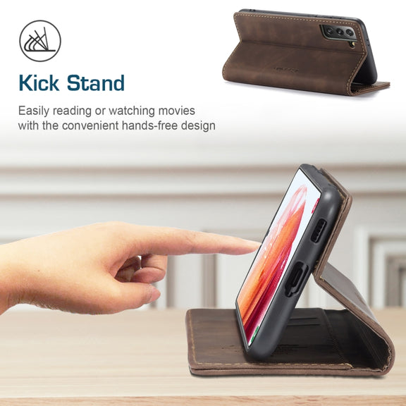 For Samsung Galaxy S21+ 5G CaseMe 013 Multifunctional Horizontal Flip Leather Case with Holder & Card Slot & Wallet(Coffee)