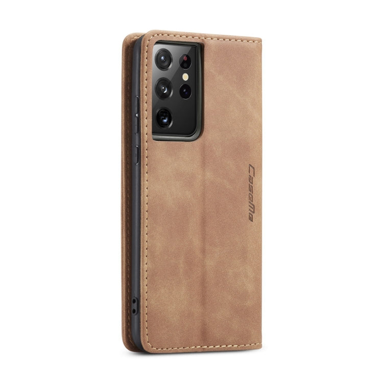 For Samsung Galaxy S21 Ultra 5G CaseMe 013 Multifunctional Horizontal Flip Leather Case with Holder & Card Slot & Wallet(Brown) - free shipping - PMC Jewellery - Order now!