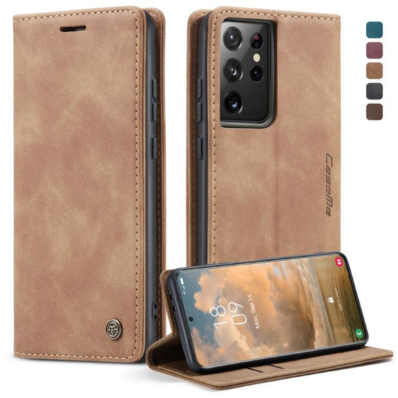 For Samsung Galaxy S21 Ultra 5G CaseMe 013 Multifunctional Horizontal Flip Leather Case with Holder & Card Slot & Wallet(Brown)