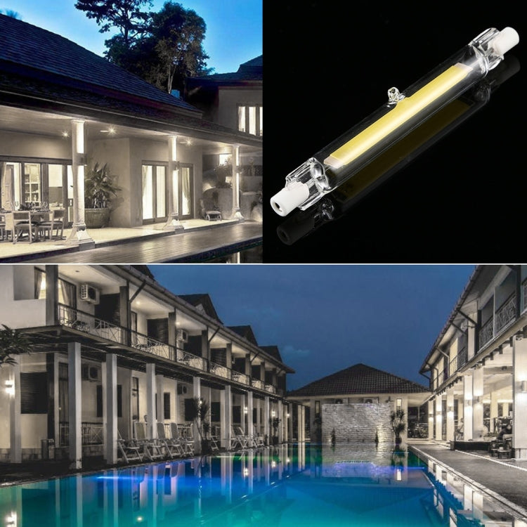 R7S 110V 7W 118mm COB LED Bulb Glass Tube Replacement Halogen Lamp Spot Light(4000K Natural White Light)