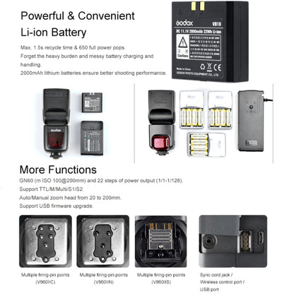 Godox V860IIC 2.4GHz Wireless 1/8000s HSS Flash Speedlite Camera Top Fill Light for Canon Cameras(Black) - free shipping - PMC Jewellery - Order now!