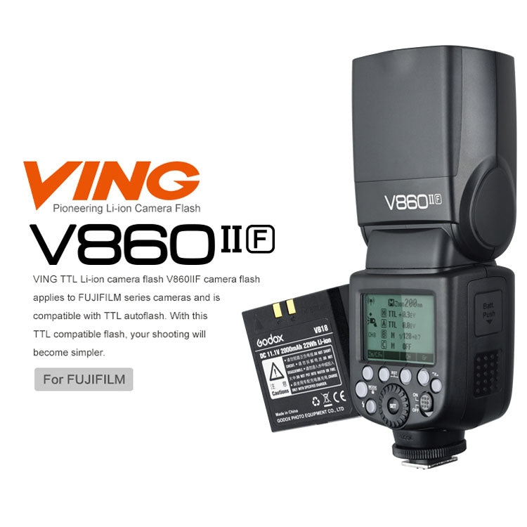 Godox V860IIF 2.4GHz Wireless 1/8000s HSS Flash Speedlite Camera Top Fill Light for Fujifil DSLR Cameras(Black)