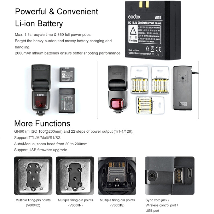 Godox V860IIN 2.4GHz Wireless 1/8000s HSS Flash Speedlite Camera Top Fill Light for Nikon DSLR Cameras(Black)