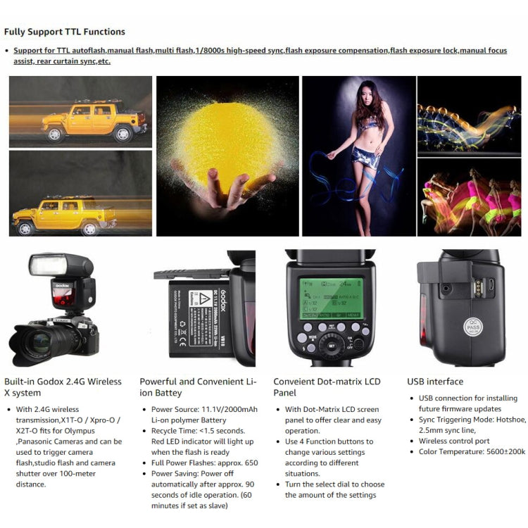 Godox V860IIO 2.4GHz Wireless 1/8000s HSS Flash Speedlite Camera Top Fill Light for Olympus DSLR Cameras(Black) - free shipping - PMC Jewellery - Order now!