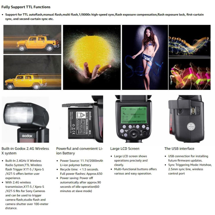 Godox V860IIS 2.4GHz Wireless 1/8000s HSS Flash Speedlite Camera Top Fill Light for Sony DSLR Cameras(Black) - free shipping - PMC Jewellery - Order now!
