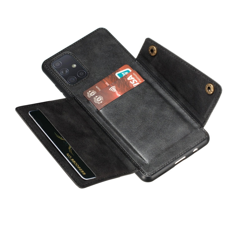 For Samsung Galaxy A52 5G / 4G Double Buckle PU + TPU Shockproof Magnetic Protective Case with Card Slot & Holder(Black) - Galaxy Phone Cases by PMC TechLife | Online Shopping South Africa | PMC TechLife