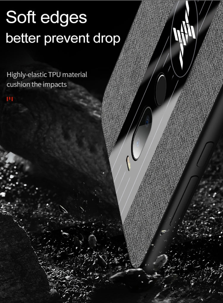For Meizu Note 8 XINLI Stitching Cloth Texture Shockproof TPU Protective Case(Grey)