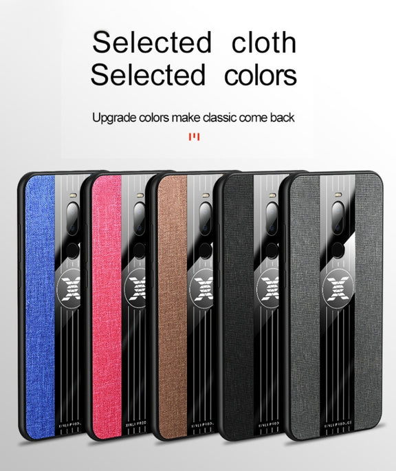 For Meizu Note 8 XINLI Stitching Cloth Texture Shockproof TPU Protective Case(Blue)