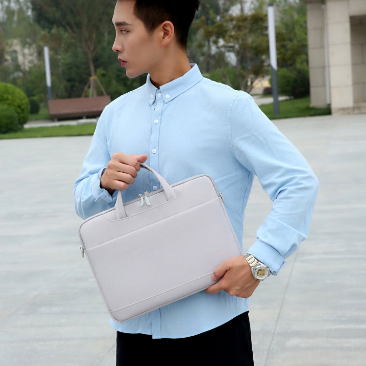 For 13.3-14 inch Laptop Multi-function Laptop Single Shoulder Bag Handbag(Grey)