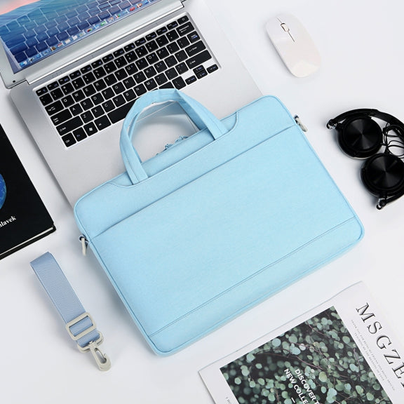 For 15-15.6 inch Laptop Multi-function Laptop Single Shoulder Bag Handbag(Light Blue)