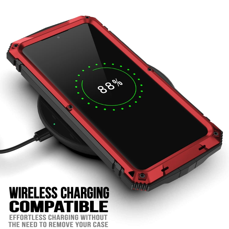 For Samsung Galaxy S21 5G R-JUST Shockproof Waterproof Dust-proof Metal + Silicone Protective Case with Holder(Red) - Galaxy S21 5G Cases by R-JUST | Online Shopping South Africa | PMC TechLife | Buy Now Pay Later Mobicred
