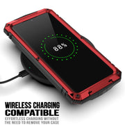 For Samsung Galaxy S21 5G R-JUST Shockproof Water-resistant Dust-proof Metal + Silicone Protective Case with Holder(Red)