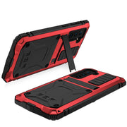 For Samsung Galaxy S21 5G R-JUST Shockproof Water-resistant Dust-proof Metal + Silicone Protective Case with Holder(Red)