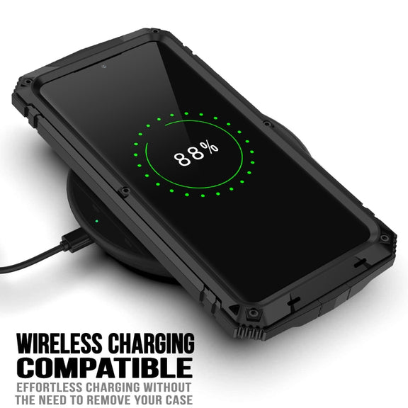 For Samsung Galaxy S21+ 5G R-JUST Shockproof Water-resistant Dust-proof Metal + Silicone Protective Case with Holder(Black)