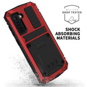 For Samsung Galaxy S21+ 5G R-JUST Shockproof Water-resistant Dust-proof Metal + Silicone Protective Case with Holder(Red)