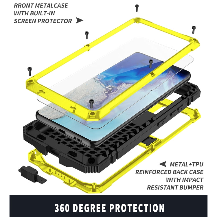 For Samsung Galaxy S21 Ultra 5G R-JUST Shockproof Waterproof Dust-proof Metal + Silicone Protective Case with Holder(Yellow) - Galaxy S21 Ultra 5G Cases by R-JUST | Online Shopping South Africa | PMC TechLife | Buy Now Pay Later Mobicred