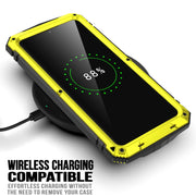 For Samsung Galaxy S21 Ultra 5G R-JUST Shockproof Water-resistant Dust-proof Metal + Silicone Protective Case with Holder(Yellow)