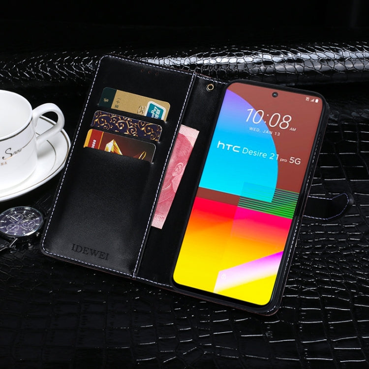For HTC Desire 21+ idewei Crocodile Texture Horizontal Flip Leather Case with Holder & Card Slots & Wallet(Black) - More Brand by idewei | Online Shopping South Africa | PMC Jewellery | Buy Now Pay Later Mobicred