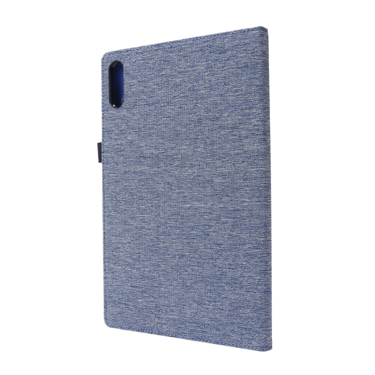 For Lenovo Tab P11 Horizontal Flip TPU + Fabric PU Leather Protective Case with Name Card Clip(Dark Blue) - Lenovo by PMC TechLife | Online Shopping South Africa | PMC TechLife | Buy Now Pay Later Mobicred