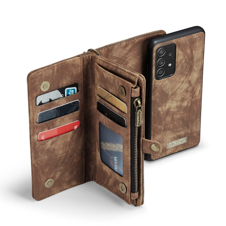 For Samsung Galaxy A52 5G / 4G CaseMe Detachable Multifunctional Horizontal Flip Leather Case, with Card Slot & Holder & Zipper Wallet & Photo Frame(Brown)