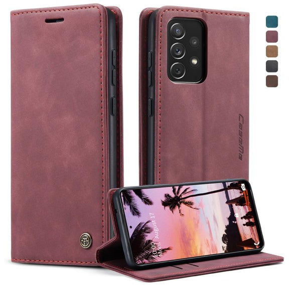 For Samsung Galaxy A72 5G / 4G CaseMe 013 Multifunctional Horizontal Flip Leather Case with Holder & Card Slot & Wallet(Wine Red)