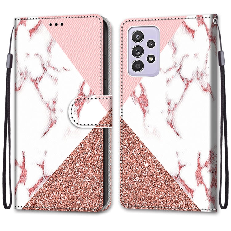 For Samsung Galaxy A52 5G Coloured Drawing Cross Texture Horizontal Flip PU Leather Case with Holder & Card Slots & Wallet & Lanyard(Pink Stone Texture) - Galaxy Phone Cases by PMC TechLife | Online Shopping South Africa | PMC TechLife